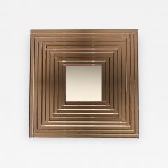  Cosulich Interiors Antiques Contemporary Geometric Italian Bronze Murano Glass Gradient Square Mirror - 737215