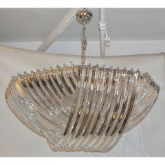  Cosulich Interiors Antiques Contemporary Italian Minimalist Curved Crystal Murano Glass Chrome Chandelier - 852421