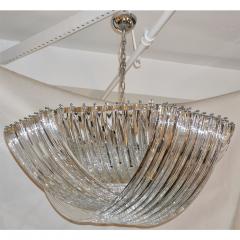  Cosulich Interiors Antiques Contemporary Italian Minimalist Curved Crystal Murano Glass Chrome Chandelier - 852422