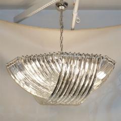  Cosulich Interiors Antiques Contemporary Italian Minimalist Curved Crystal Murano Glass Chrome Chandelier - 852423