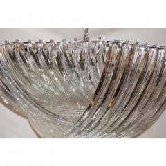  Cosulich Interiors Antiques Contemporary Italian Minimalist Curved Crystal Murano Glass Chrome Chandelier - 852425