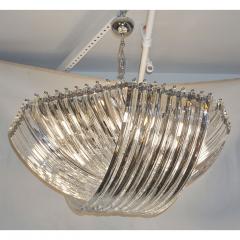  Cosulich Interiors Antiques Contemporary Italian Minimalist Curved Crystal Murano Glass Chrome Chandelier - 852429