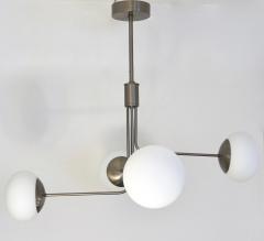  Cosulich Interiors Antiques Contemporary Italian Modern Oil Rubber 4 White Murano Glass Globe Chandelier - 2067894