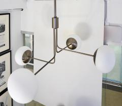  Cosulich Interiors Antiques Contemporary Italian Modern Oil Rubber 4 White Murano Glass Globe Chandelier - 2067896