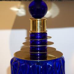  Cosulich Interiors Antiques Contemporary Italian Pair of Brass and Cobalt Blue Murano Glass Table Lamps - 693659
