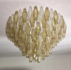  Cosulich Interiors Antiques Contemporary Italian Poliedri Amber and Crystal Clear Murano Glass Chandelier - 695860