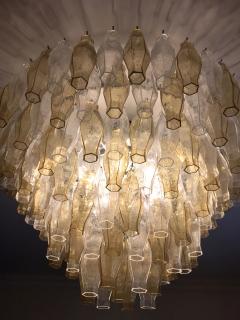  Cosulich Interiors Antiques Contemporary Italian Poliedri Amber and Crystal Clear Murano Glass Chandelier - 695865