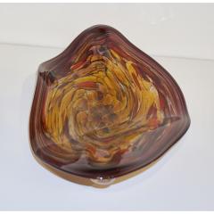  Cosulich Interiors Antiques Contemporary Red Purple Yellow Amber Gold Blown Art Glass Centerpiece Platter - 924036