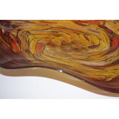  Cosulich Interiors Antiques Contemporary Red Purple Yellow Amber Gold Blown Art Glass Centerpiece Platter - 924039