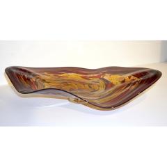  Cosulich Interiors Antiques Contemporary Red Purple Yellow Amber Gold Blown Art Glass Centerpiece Platter - 924041