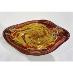  Cosulich Interiors Antiques Contemporary Red Purple Yellow Amber Gold Blown Art Glass Centerpiece Platter - 924042