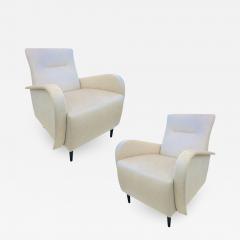  Cosulich Interiors Antiques Cosulich Interiors Italian Custom Pair of Modern Camel Cream Velvet Armchairs - 2174580