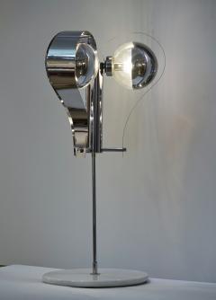  Cosulich Interiors Antiques Italian 1960s Tall Vintage Chrome and White Marble Table Lamp - 718700