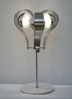  Cosulich Interiors Antiques Italian 1960s Tall Vintage Chrome and White Marble Table Lamp - 718701