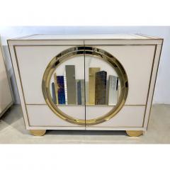  Cosulich Interiors Antiques Italian Contemporary Bespoke Ivory Cabinets with Blue and Gold Decor - 771496