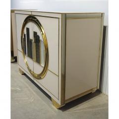  Cosulich Interiors Antiques Italian Contemporary Bespoke Ivory Cabinets with Blue and Gold Decor - 771498