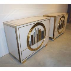  Cosulich Interiors Antiques Italian Contemporary Bespoke Ivory Cabinets with Blue and Gold Decor - 771501