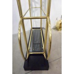  Cosulich Interiors Antiques Italian Modern Gold Brass Tubular Shelving Unit tag re on Black Lacquered Base - 1006955