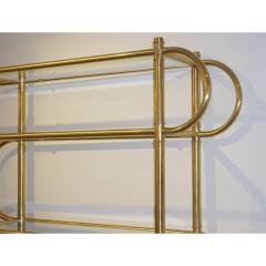  Cosulich Interiors Antiques Italian Modern Gold Brass Tubular Shelving Unit tag re on Black Lacquered Base - 1006957