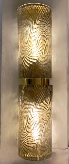  Cosulich Interiors Antiques Modern Italian Smoked Frosted Murano Glass and Brass Wall Ceiling Lights - 670584