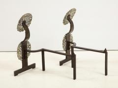  Cotswold School Pair of Arts and Crafts Mixed Metal Andirons - 1913401