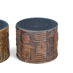  Craft Associates Adrian Pearsall for Craft Associates Mid Century 24 Brutalist Drum End Tables - 4791052