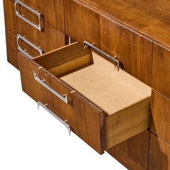  Craft Associates Craft Associates Mid Century Walnut and Chrome 9 Drawer Lowboy Dresser - 4720321