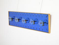  Cristal Art Cristal Art Wall Mounted Blue Glass Coat or Hat Rack Turin Italy circa 1950s - 3521365