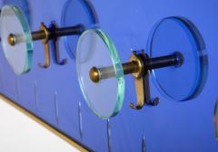  Cristal Art Cristal Art Wall Mounted Blue Glass Coat or Hat Rack Turin Italy circa 1950s - 3521367