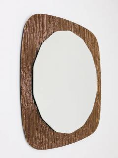  Cristal Art Cristal Arte Cristal Arte Bronze Gold Scalloped Textured Midcentury Wall Mirror Italy 1960s - 4066963