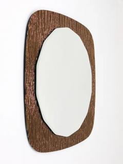  Cristal Art Cristal Arte Cristal Arte Bronze Gold Scalloped Textured Midcentury Wall Mirror Italy 1960s - 4066964