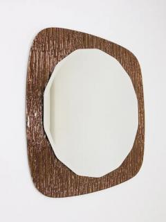  Cristal Art Cristal Arte Cristal Arte Bronze Gold Scalloped Textured Midcentury Wall Mirror Italy 1960s - 4066971