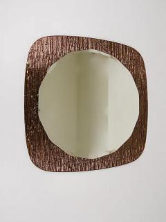  Cristal Art Cristal Arte Cristal Arte Bronze Gold Scalloped Textured Midcentury Wall Mirror Italy 1960s - 4067035