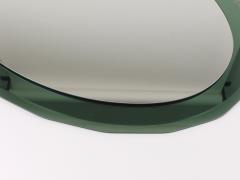  Cristal Art Cristal Arte Cristal Arte Oval Green Grey Mid Century Scalloped Wall Mirror Italy 1960s - 4632162
