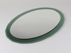  Cristal Art Cristal Arte Cristal Arte Oval Green Grey Mid Century Scalloped Wall Mirror Italy 1960s - 4632163
