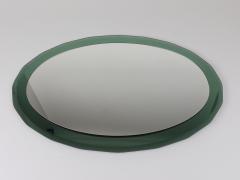  Cristal Art Cristal Arte Cristal Arte Oval Green Grey Mid Century Scalloped Wall Mirror Italy 1960s - 4632165