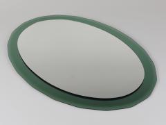  Cristal Art Cristal Arte Cristal Arte Oval Green Grey Mid Century Scalloped Wall Mirror Italy 1960s - 4632172