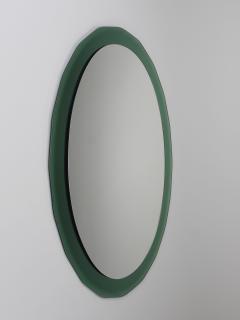  Cristal Art Cristal Arte Cristal Arte Oval Green Grey Mid Century Scalloped Wall Mirror Italy 1960s - 4632178