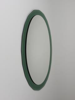  Cristal Art Cristal Arte Cristal Arte Oval Green Grey Mid Century Scalloped Wall Mirror Italy 1960s - 4632179