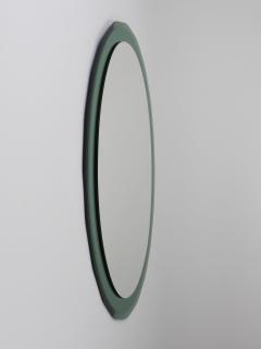 Cristal Art Cristal Arte Cristal Arte Oval Green Grey Mid Century Scalloped Wall Mirror Italy 1960s - 4632198