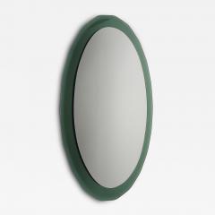 Cristal Art Cristal Arte Cristal Arte Oval Green Grey Mid Century Scalloped Wall Mirror Italy 1960s - 4632664