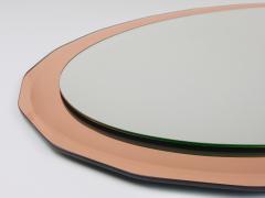  Cristal Art Cristal Arte Cristal Arte Pink Oval Ros Mid Century Scalloped Wall Mirror Italy 1960s - 4571310