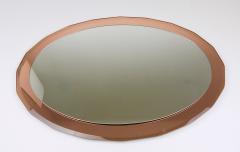  Cristal Art Cristal Arte Cristal Arte Pink Oval Ros Mid Century Scalloped Wall Mirror Italy 1960s - 4571318