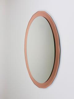  Cristal Art Cristal Arte Cristal Arte Pink Oval Ros Mid Century Scalloped Wall Mirror Italy 1960s - 4571329