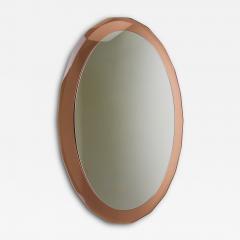  Cristal Art Cristal Arte Cristal Arte Pink Oval Ros Mid Century Scalloped Wall Mirror Italy 1960s - 4575120