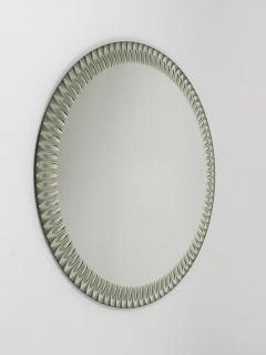 Cristal Art Cristal Arte Exceptional Cristal Arte Optical Effect Facetted Round Wall Mirror Italy 1960s - 4067608