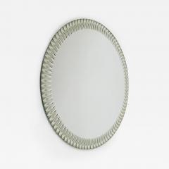  Cristal Art Cristal Arte Exceptional Cristal Arte Optical Effect Facetted Round Wall Mirror Italy 1960s - 4069648