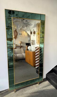  Cristal Art Cristal Arte Extra Large Floor Mirror Green Glass and Brass by Cristal Art Italy 1960s - 4510228