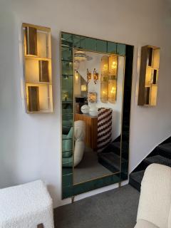  Cristal Art Cristal Arte Extra Large Floor Mirror Green Glass and Brass by Cristal Art Italy 1960s - 4510239