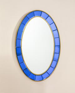  Cristal Art Cristal Arte Italian Wall Mirror by Cristal Arte Blue Glass Frame 1960s - 4706058